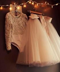 wedding photo - Modest Two Pieces Evening Dresses Long Tutu Tulle Ribbon Lace Long Sleeve Prom Dresses Customized Modest Formal Dresses Party Evening Gowns Online with $101.04/Piece on Hjklp88's Store 