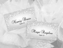 wedding photo -  DIY Printable Wedding Place Name Card Template | Editable MS Word file | 3.5 x 2 | Instant Download | Silver Diamond Shower