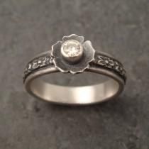 wedding photo - Floral Engagement Ring with Moissanite