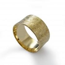 wedding photo - Vintage style wedding gold band, spiral pattern, ethnic wedding ring, thin comfortable ring unisex engagement band,Spiral handmade ring sale