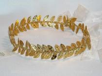 wedding photo - Laurel Wreath Gold Headband Crown Halo Gold Leaf Headpiece  Headband Wedding Crown Wreath