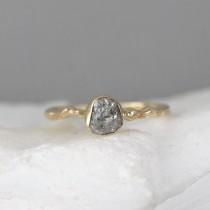 wedding photo - Raw Diamond Twig Engagement Ring - 14K Yellow Gold Branch Rings - Uncut Rough Diamond Rings - Tree Branch Wedding Ring - Made in Canada