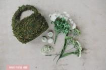 wedding photo - DIY Flower Girl Basket With Moss And Silk Flowers