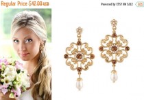 wedding photo - 25% SALE Gold wedding earrings, Gold earrings, Wedding earrings, Wedding dangle earrings, Dangle earrings, Gold bridal earrings, Bridal earr