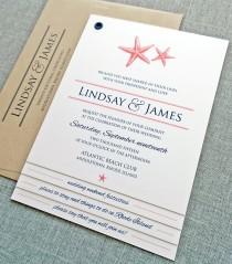 wedding photo - Lindsay Coral Starfish Booklet Wedding Invitation Sample