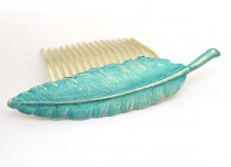 wedding photo -  Feather Hair Comb, Blue Feather Hair Comb, Woodland Wedding Bridal Hair Comb, Gift for Her, Bridesmaids Accessory, Feather Jewelry