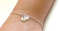 wedding photo -  Initial Disk Charm Bracelet, Bracelet, Statement, Personalized Bracelet Jewelry, Mom and Children, Family,Sister, Mother's Day GIFTS