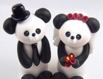 wedding photo - Panda Cake Topper, Wedding Cake Topper, Bride and Groom, Personalized Figurines, Handmade Wedding Decoration