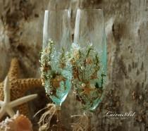 wedding photo -  Personalized Beach Wedding Champagne Glasses Wedding Champagne Flutes Wedding Toasting Flutes