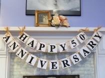 wedding photo - Happy Anniversary Banner Silver Anniversary Party Prop Golden Anniversary Decoration 25th or 40th or 50th You Pick the Colors