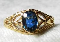 wedding photo - Sapphire Ring Blue Sapphire Engagement Ring 14K Unheated Ceylon Blue Sapphire Celtic Trefoil 1.10 Ct Sapphire Engagement Ring September