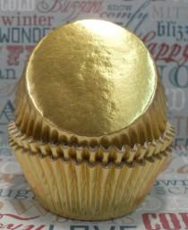 wedding photo - 100 Gold Foil Cupcake Liners,  Gold Foil Baking Cups - Professional Grade and Greaseproof
