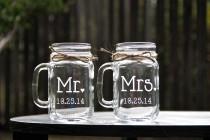wedding photo - Mr. and Mrs. Mason Jar Mug Set, Mason Jars, Mason Jar Mug Set, Weddings