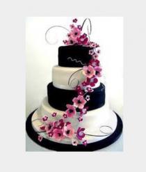 wedding photo - Black And White, Pink Orchid Cake