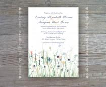 wedding photo - Wedding, Bridal Shower Invitation - Blue and Yellow Wildflowers Digital Printable File OR Professionally Printed Cards