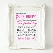 wedding photo -  Personalized Welcome to the Candy Buffet Wedding 8" x 10" Sign - Printable file, Candy Bar Table