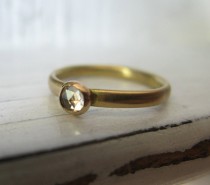 wedding photo - Size 6 White Sapphire Handmade Engagement Ring 18K Yellow Gold Minimalist Gold Ring Solitaire Engagement Ring White Gemstone Artisan Ring