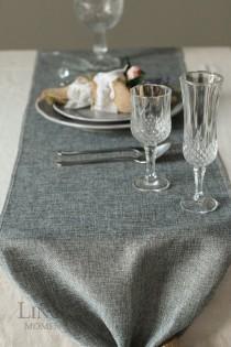 wedding photo - 14 inch Gray Burlap Table Runner-Grey Table Runner Length Available for 48" 72" 84" 96" 108" 120" 132" 156"-Rustic Wedding Deor FUB034CM-GRE