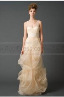 wedding photo -  Fashion Floor-length V-neck Backless Tulle Sleeveless A-line Informal Wedding Dresses