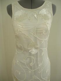 wedding photo - Pearl and Sequin Beaded off white Silk Evening/Wedding Event Gown