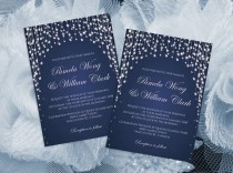 wedding photo -  DIY Printable Wedding Invitation Card Template | Editable MS Word file | 5 x 7 | Instant Download | Navy Blue Diamond Shower