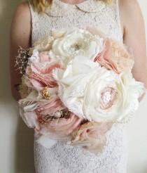 wedding photo - Fabric bouquet, fabric flower bouquet, vintage inspired fabric bouquet, shabby chic fabric bouquet, bride bouquet