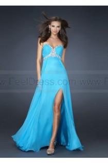 wedding photo -  Split Front Sweetheart Beaded Blue Prom Gowns