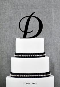 wedding photo - Personalized Monogram Initial Wedding Cake Toppers -Letter D, Custom Monogram Cake Toppers, Unique Cake Toppers, Traditional Initial Toppers