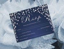 wedding photo -  DIY Printable Wedding RSVP Template | Editable MS Word file | 5.5 x 4.25 | Instant Download | Navy Blue Diamond Shower