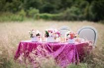 wedding photo - CHOOSE YOUR SIZE! Hot pink fuchsia sequin Tablecloth for your vintage Wedding and Events! Custom sparkle table cloths, runners & overlays