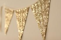 wedding photo - Bachelorette Party, Gold bunting, Gold Garland, Gold Sequin, Bunting, Baby Shower, Nursery Decor