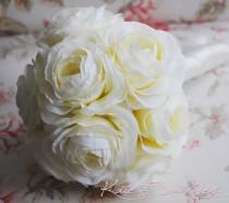 wedding photo - Wedding Bouquet Ivory Cream Ranunculus Silk Wedding Bouquet