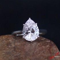 wedding photo - Light Pink Sapphire Solitaire Pear Engagement Ring 4.5ct 12x9mm  14k 18k White Yellow Rose Gold-Platinum-Custom-Wedding-Anniversary Promise
