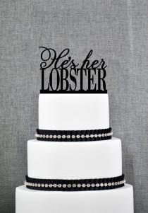 wedding photo - He's Her Lobster Cake Topper by Chicago Factory - (S044)
