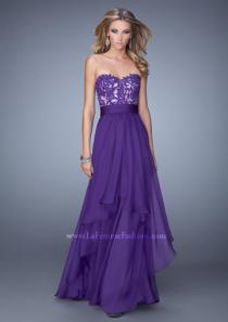 wedding photo -  Sweetheart Beaded Applique Chiffon Majestic Purple A-line Prom / Homecoming / Evening Dresses By 2015 La Femme 20557