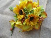 wedding photo - Sunflowers, Calla Lilies, Roses, Hydrangea and berries / wedding Bouquet