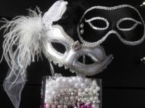 wedding photo - Bride and Groom WEDDING MASK Set- Mardi Gras- Masquerade Style- Elegant