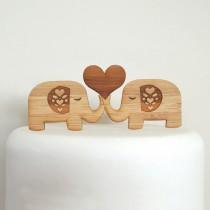 wedding photo - Cute Elephants Cake Topper - Bamboo - Wedding Cake Topper - Rustic Wedding - Modern Wedding
