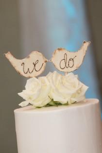 wedding photo - Rustic Wooden Wedding Love Bird Cake Toppers