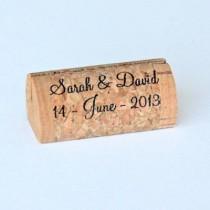 wedding photo - Personalized Wine Cork Place Card Holders - Front & Back Printing