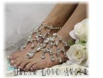 wedding photo -  Barefoot sandals, Crystal Dreams, footless, foot jewelry, wedding, beach, silver 