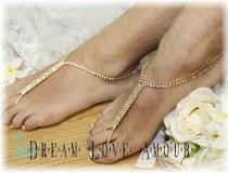wedding photo -  Barefoot sandals, Glamorous, foot jewelry, footless, beach, wedding, crystal, rhinestone, gold 