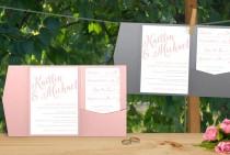 wedding photo - Printable Pocket Wedding Invitation - DIGITAL Files - EDITABLE TEXT - Calligraphy Names (Rose Quartz)  - Microsoft® Word Format