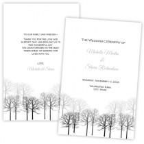 wedding photo - Folded Wedding Program Template, Winter Forest, DIY Printable Template, Instant Download, Microsoft Word File, Downloadable, Winter Trees