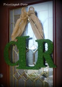 wedding photo - XL Custom Monogram Wreath. Moss Letter Wreath.  Custom Fall Wreath.  Display Your Monogram In Southern Style.