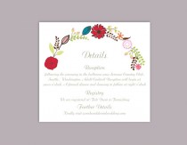 wedding photo -  DIY Wedding Details Card Template Editable Word File Instant Download Printable Detail Card Red Colorful Detail Card Floral Information Card