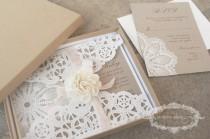 wedding photo - SALE : lace invitations - Lace doily - featured in VOGUE UK - Boxed invitation - Lillian Collection-  Sample