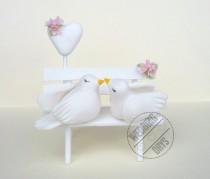 wedding photo - Kissing doves wedding cake topper / centerpiece / table number - handmade, original and exclusive piece.