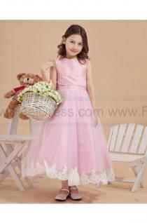 wedding photo -  Fit Perfectly Applique Pink Flower Girl Dresses