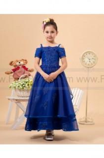 wedding photo -  Fashion Color Applique Royal Blue Flower Girl Dress